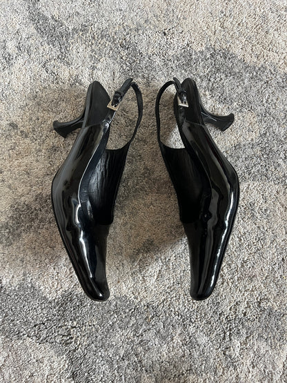 Prada 1999 patent leather slingbacks heels