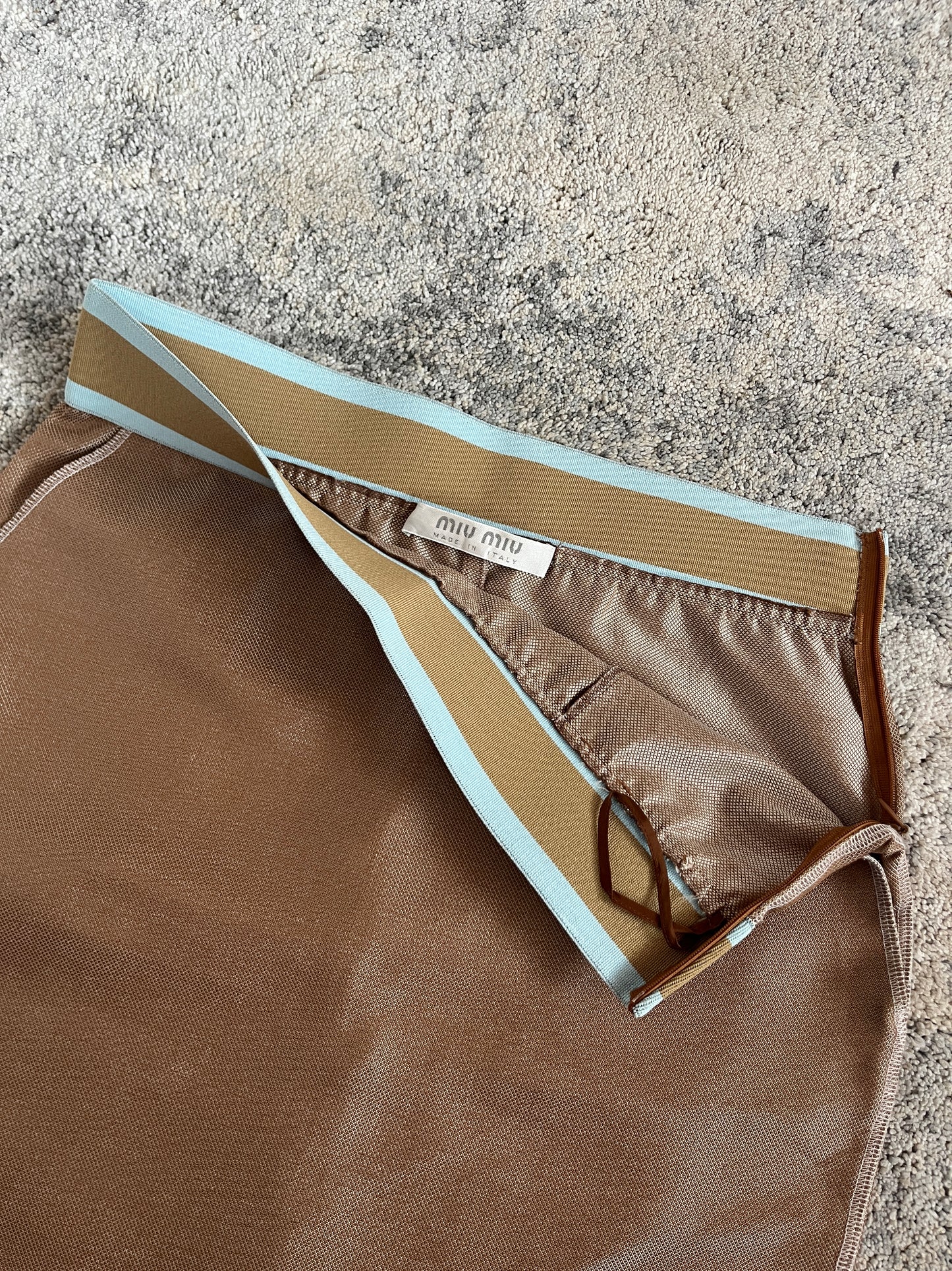 Miu Miu SS2000 nylon elastic waist skirt