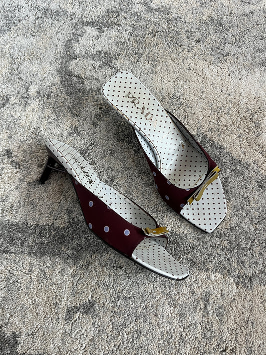 Prada SS2000 silk & leather mules