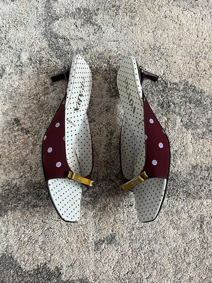 Prada SS2000 silk & leather mules