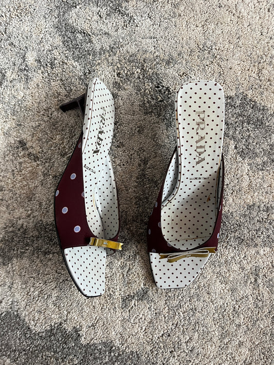 Prada SS2000 silk & leather mules