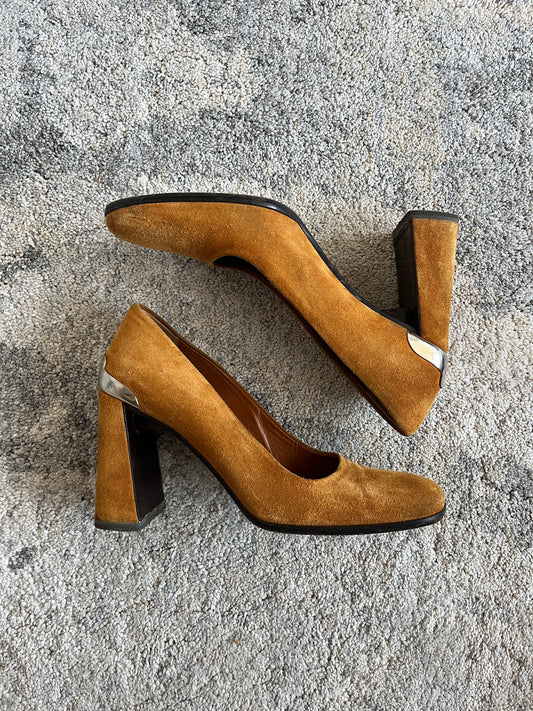 Prada FW1999 suede metalic heels