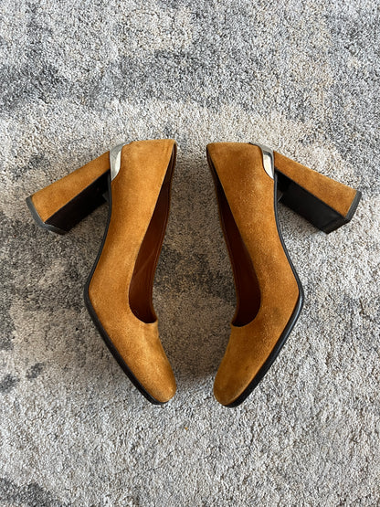 Prada FW1999 suede metalic heels