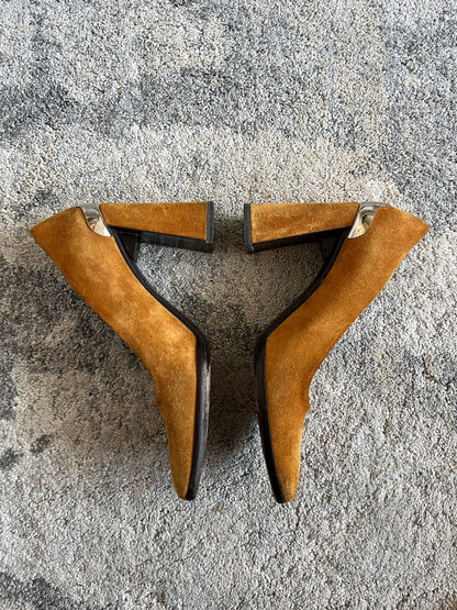 Prada FW1999 suede metalic heels