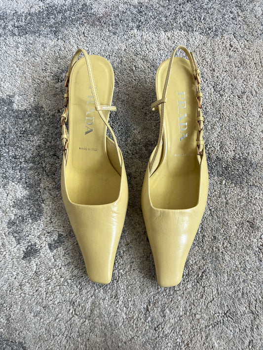 Prada 2000 leather slingbacks heels