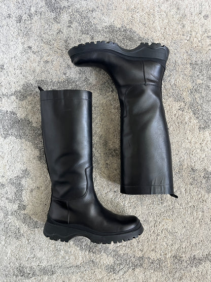 Prada FW2004 leather combats boots