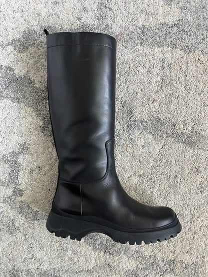 Prada FW2004 leather combats boots