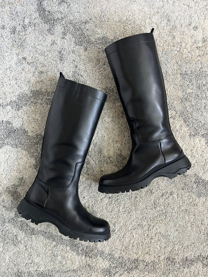 Prada FW2004 leather combats boots