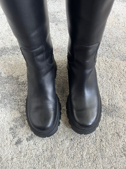 Prada FW2004 leather combats boots