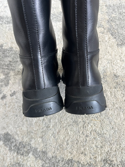 Prada FW2004 leather combats boots