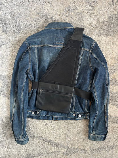 Miu Miu FW1999 leather & mesh chest rig