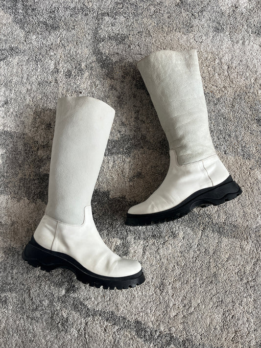Prada FW2004 shearling combat boots
