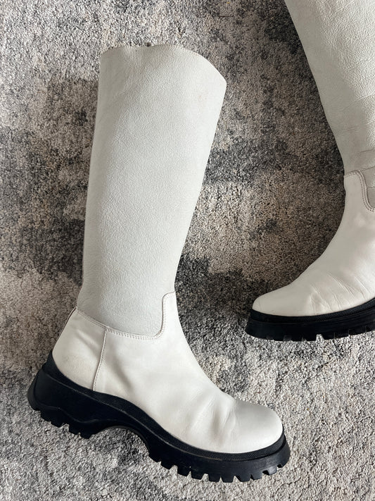 Prada FW2004 shearling combat boots