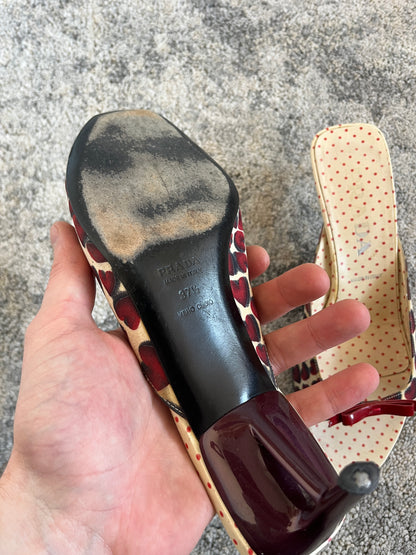 Prada SS2000 silk & leather mules