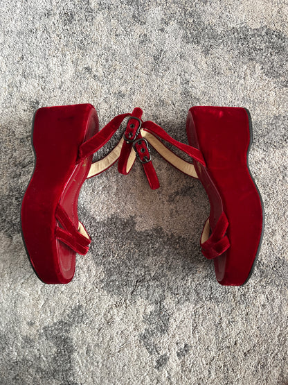 Prada SS1997 velvet platform sandals