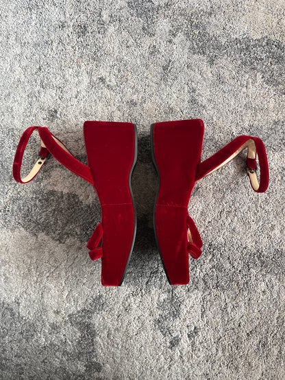 Prada SS1997 velvet platform sandals