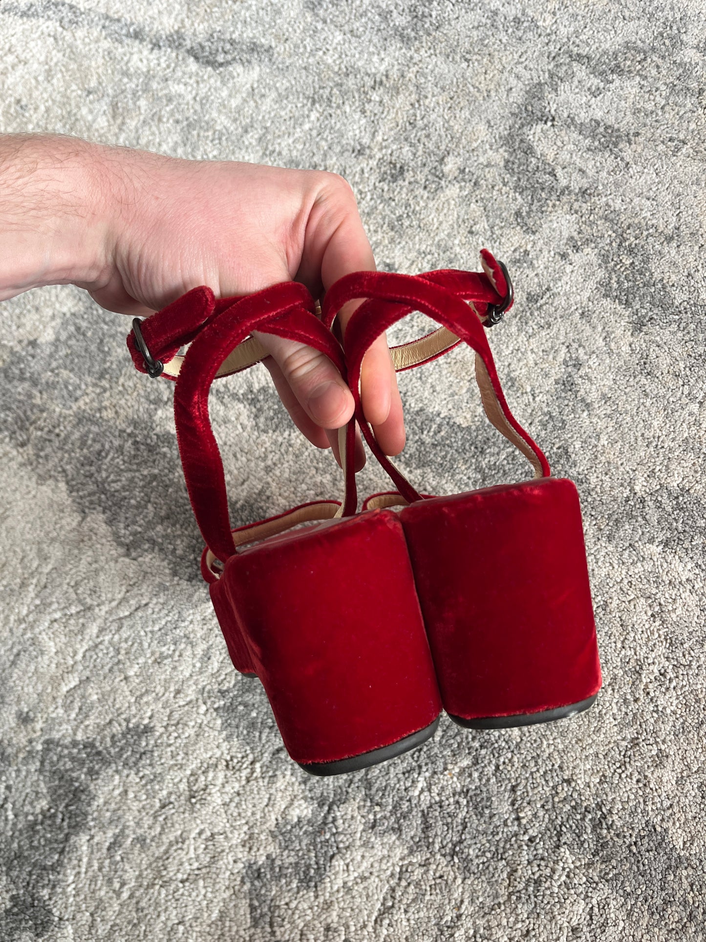 Prada SS1997 velvet platform sandals