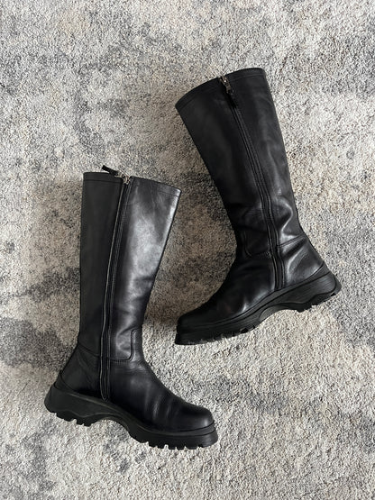 Prada FW2004 leather combats boots
