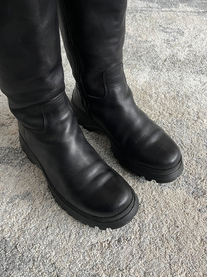 Prada FW2004 leather combats boots