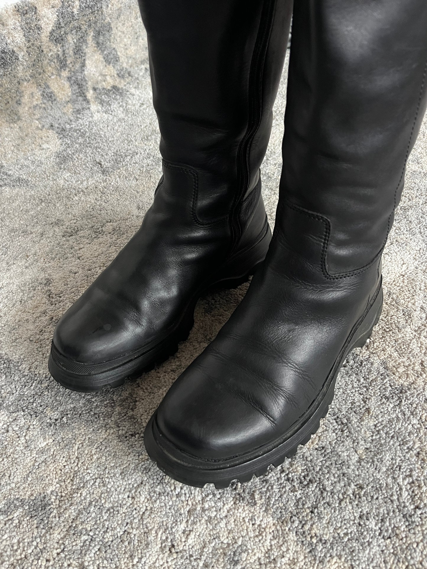 Prada FW2004 leather combats boots