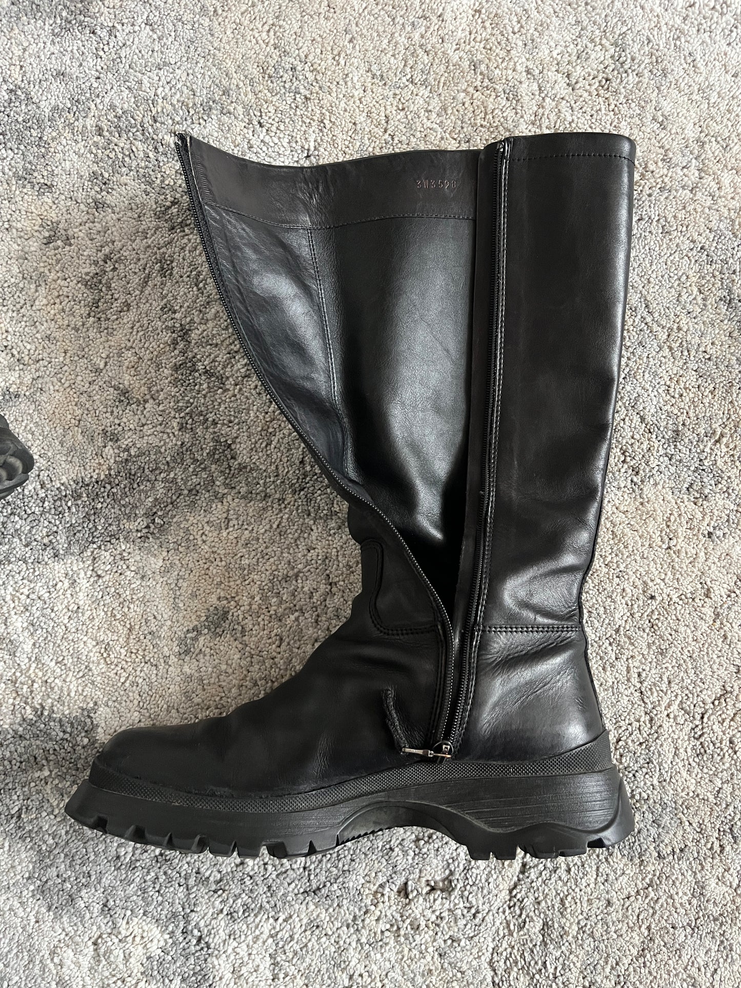 Prada FW2004 leather combats boots