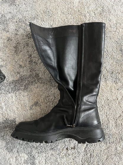 Prada FW2004 leather combats boots