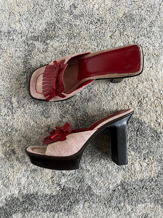 Prada SS1999 linen platform mules