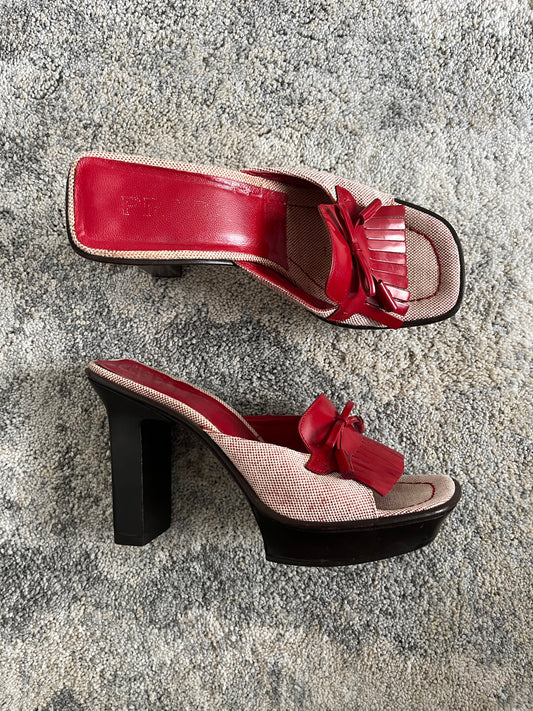 Prada SS1999 linen platform mules