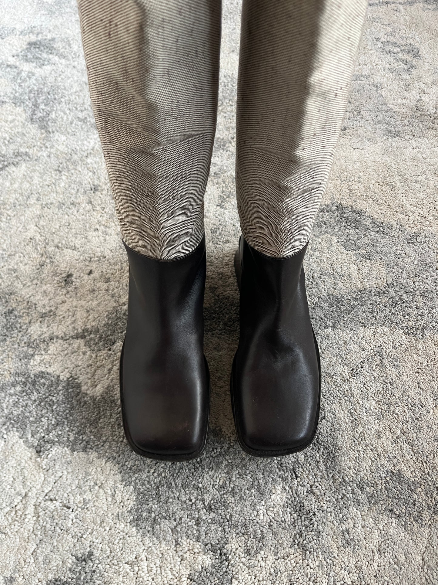 Prada SS1999 linen & leather platefrom boots