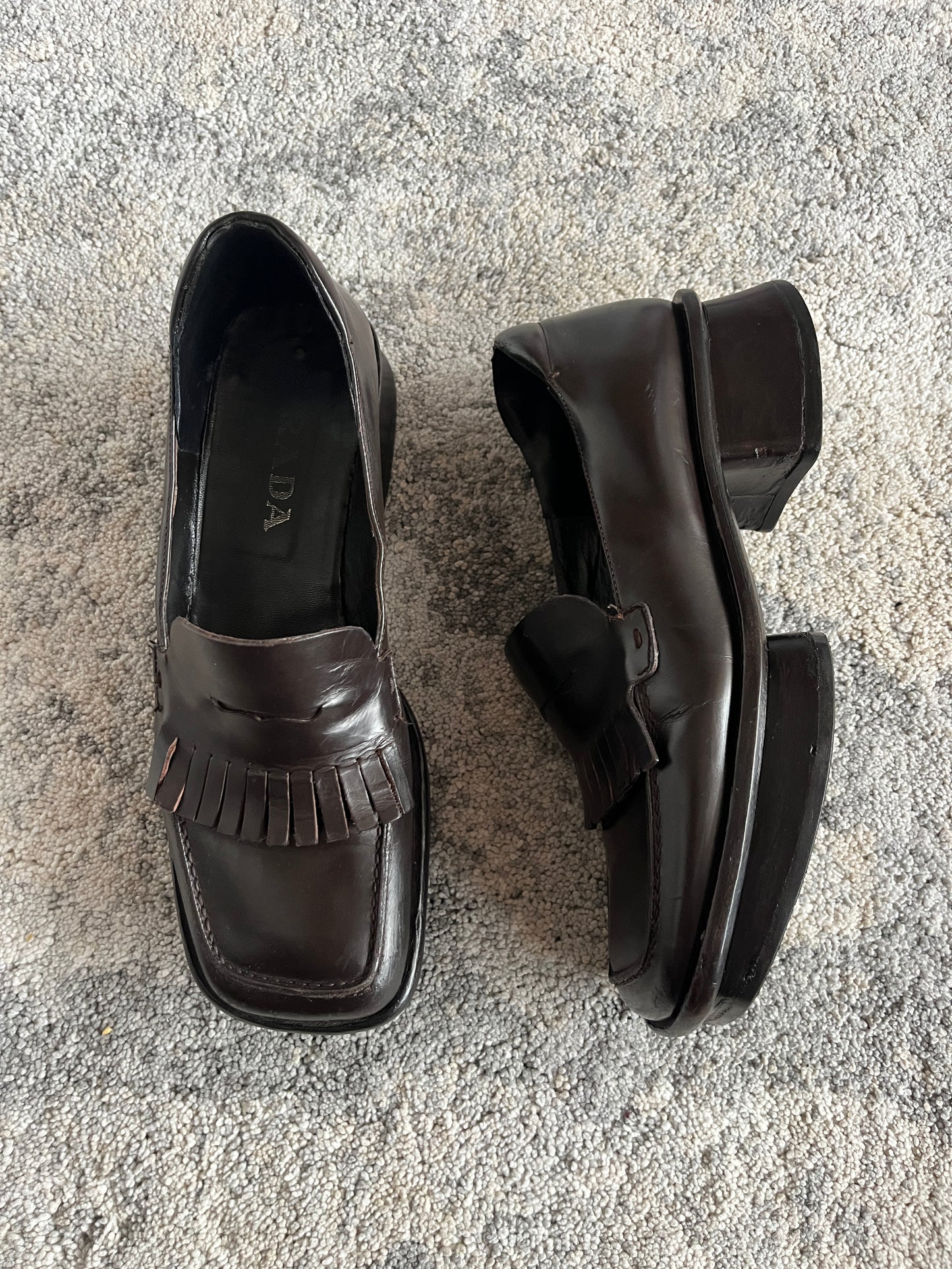Prada SS1999 leather platform loafers