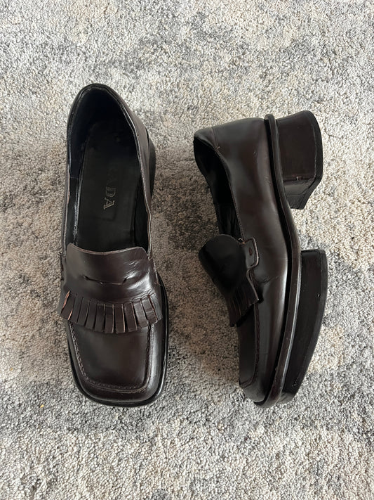 Prada SS1999 leather platform loafers