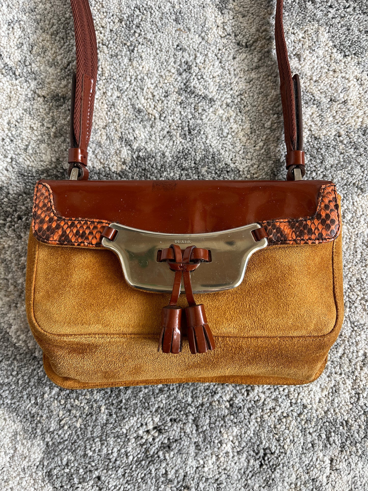 Prada FW1999 suede & patent leather bag