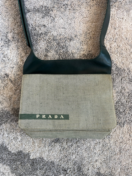 Prada SS1999 linen & leather bag