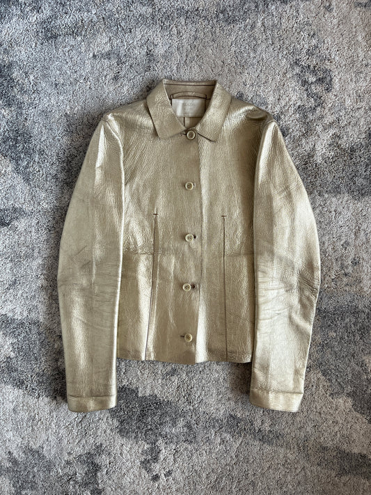 Prada FW2000 gold leather jacket