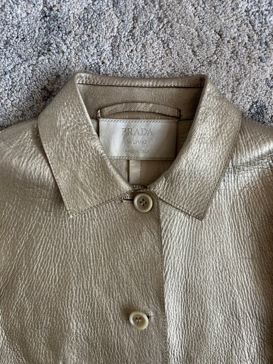 Prada FW2000 gold leather jacket