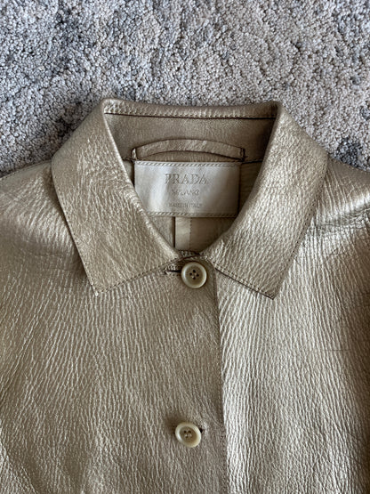 Prada FW2000 gold leather jacket