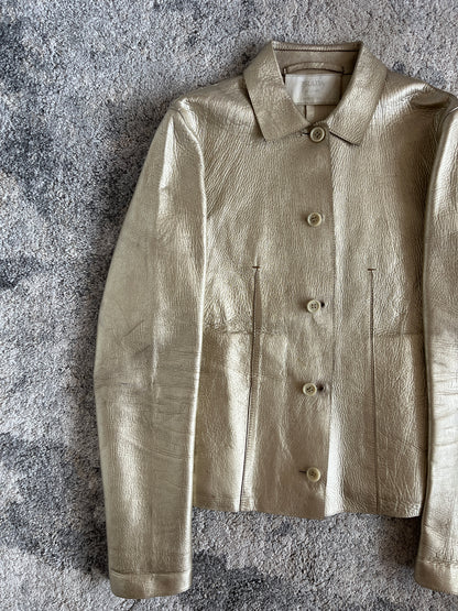 Prada FW2000 gold leather jacket