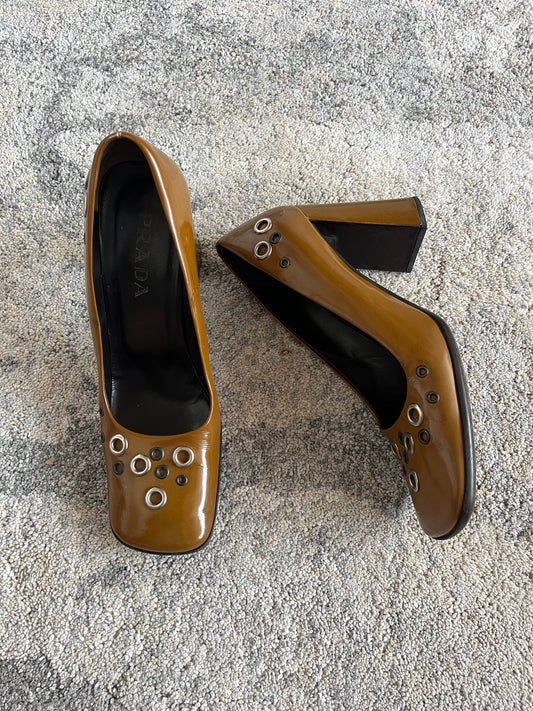 Prada 1999 holes leather heels