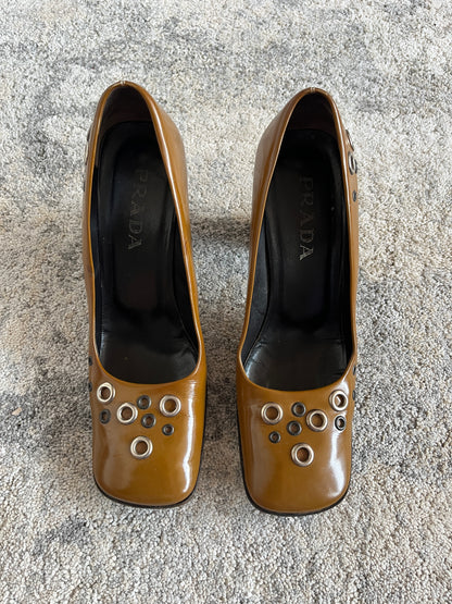 Prada 1999 holes leather heels