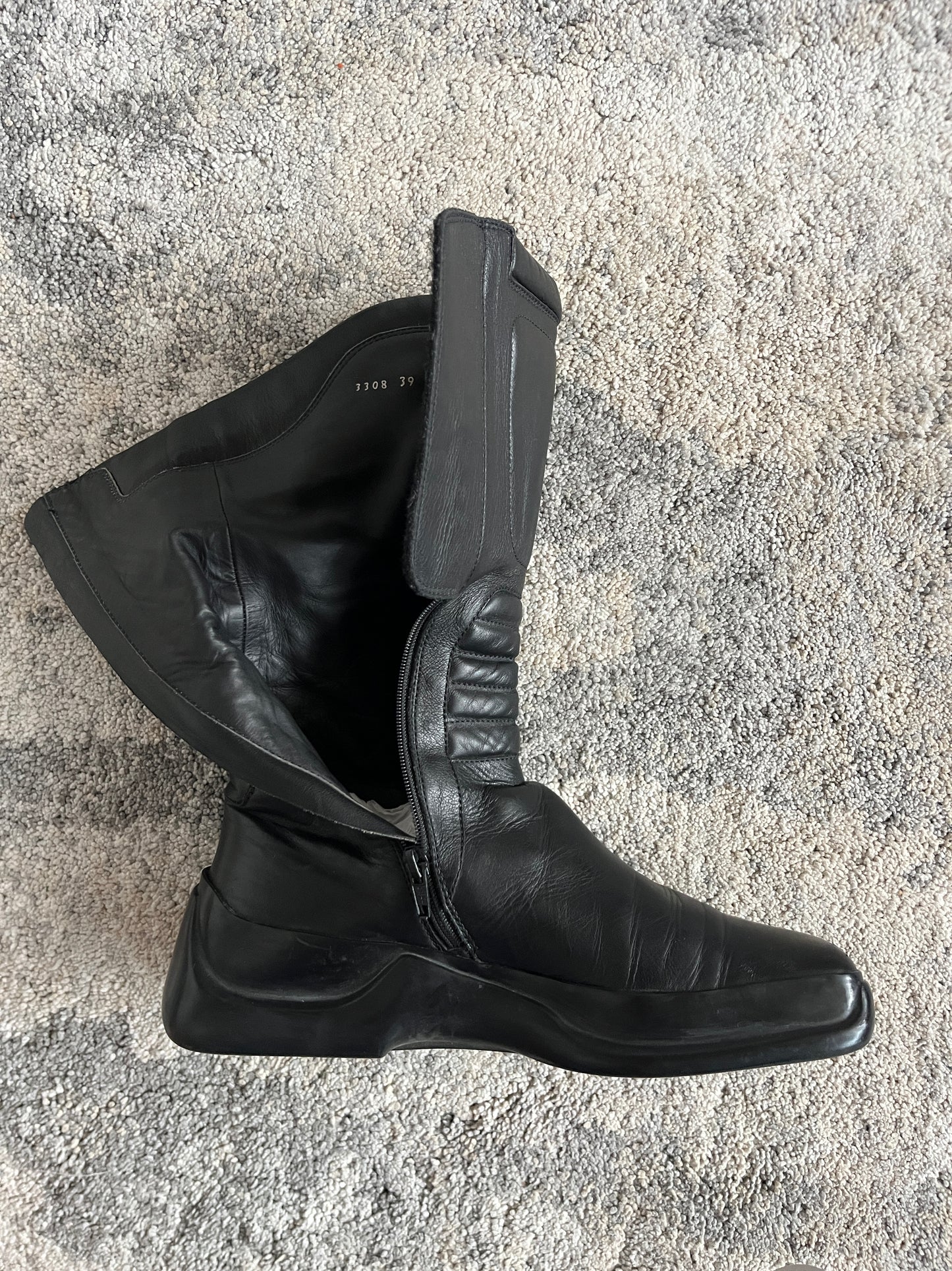 Prada FW1999 motorbike leather boots