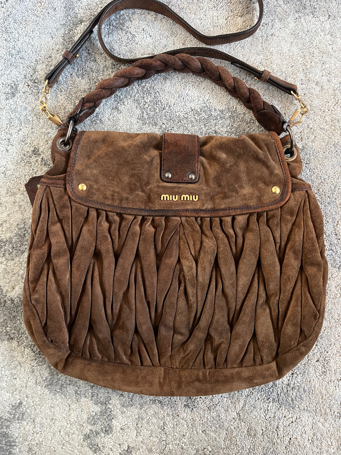Miu Miu 2010's suede padded coffer bag