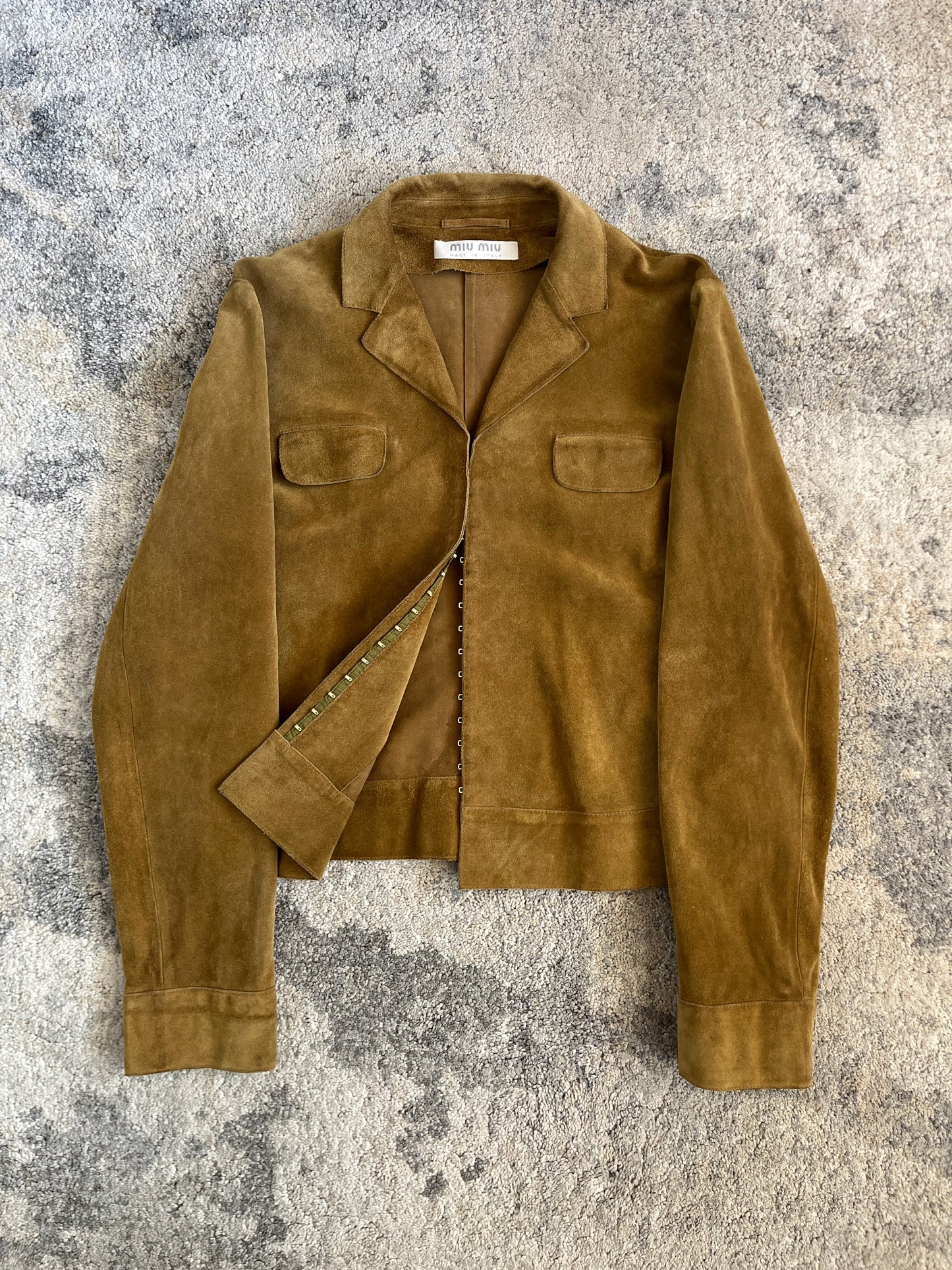 Miu Miu SS1999 suede jacket with bra closure