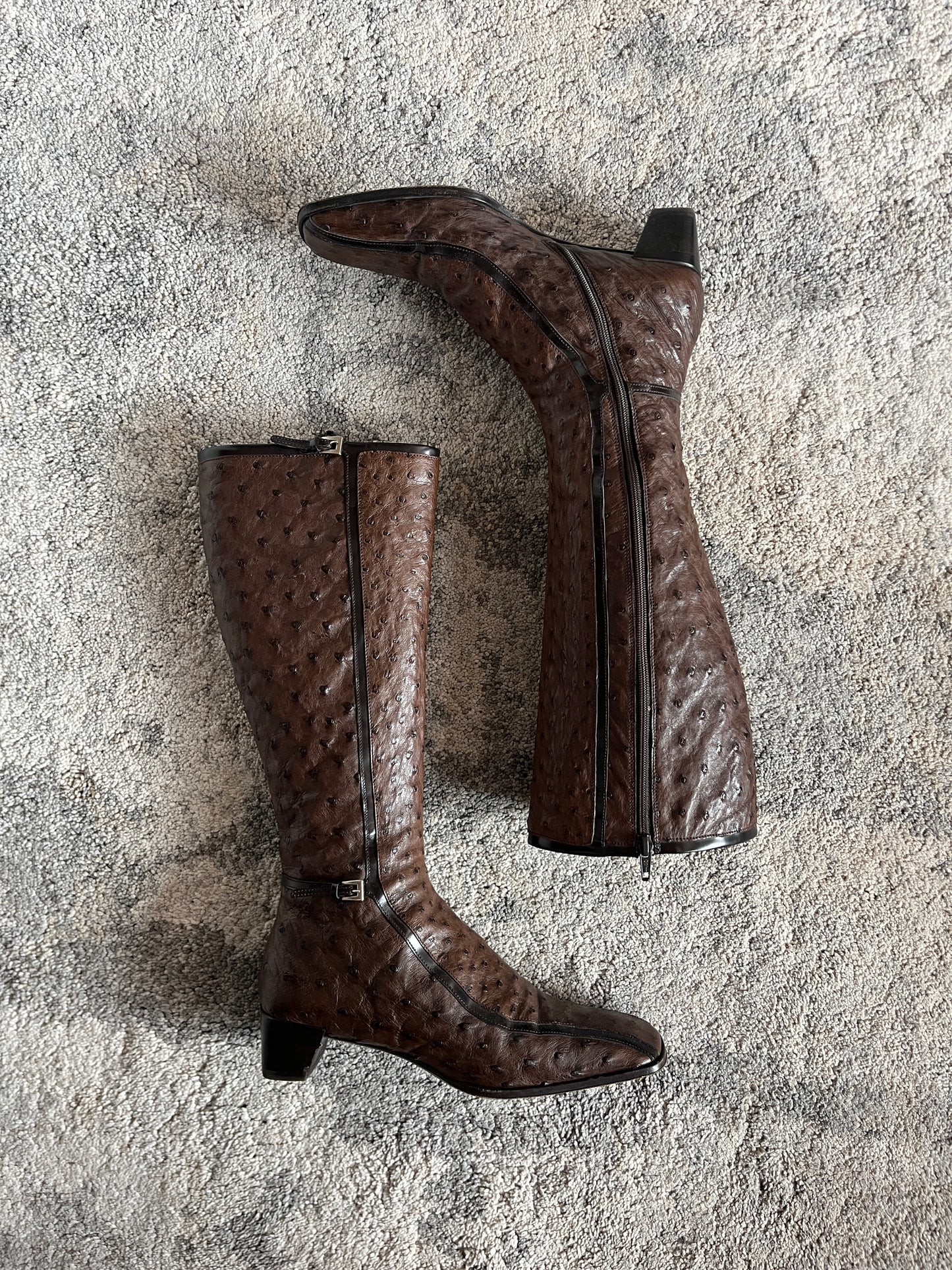 Prada FW2000 ostrich leather boots