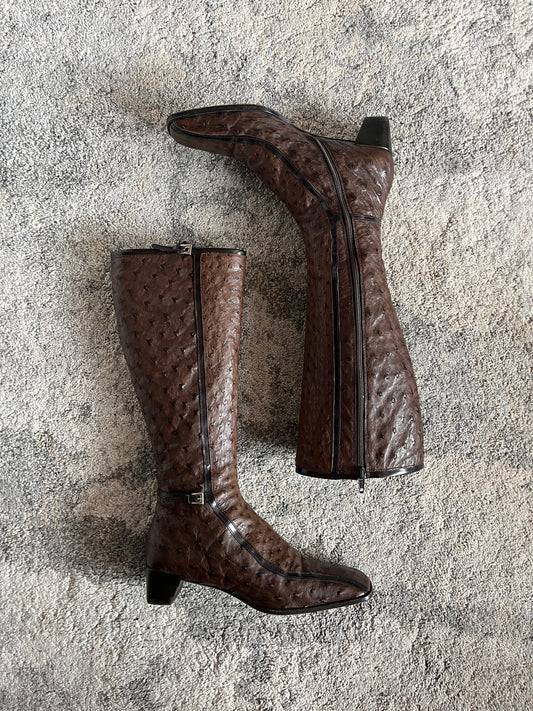 Prada FW2000 ostrich leather boots