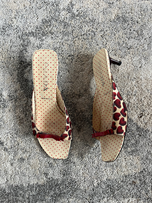 Prada SS2000 heart silk mules